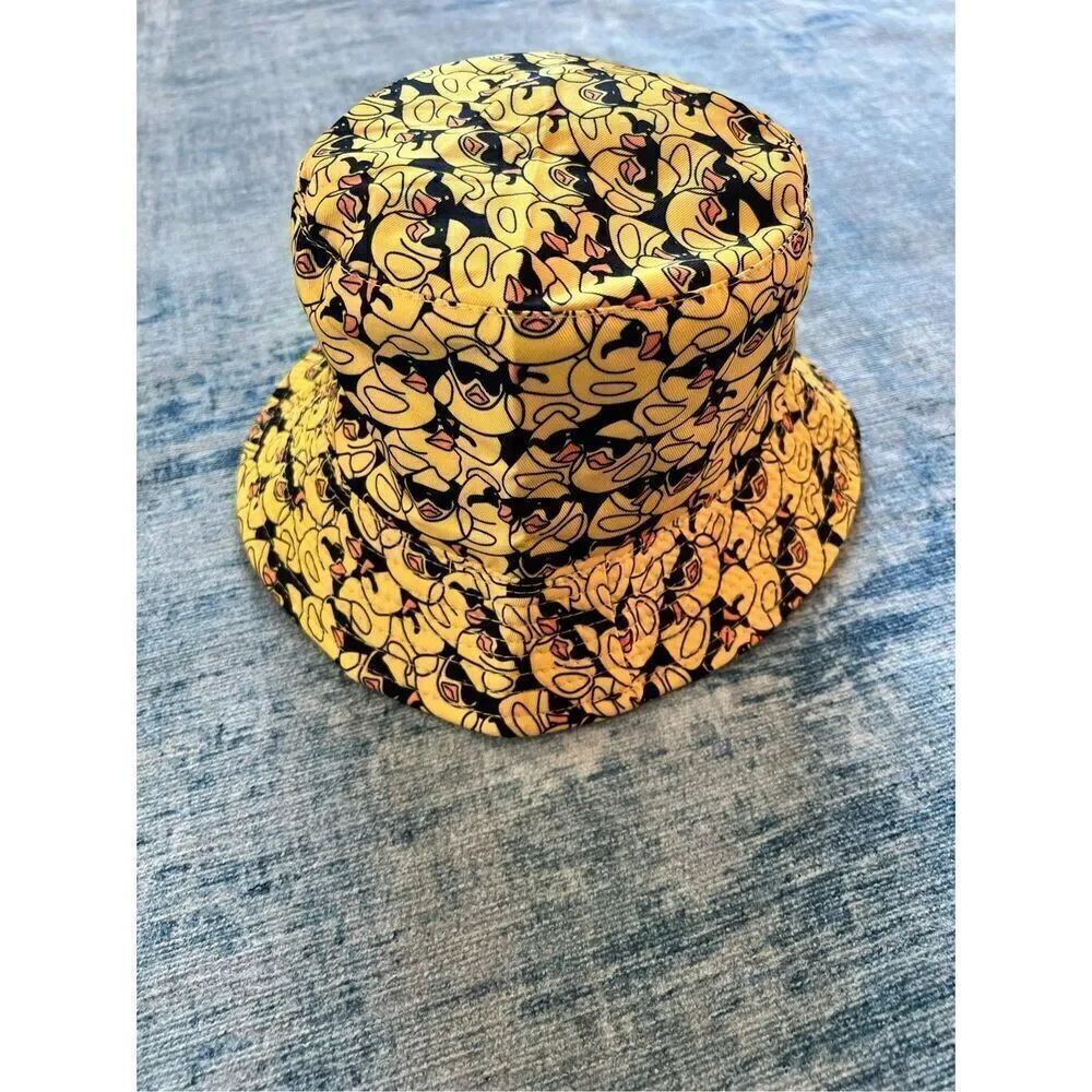 Yellow Black Orange Rubber Ducky With Sunglasses Cotton Canvas Bucket Hat